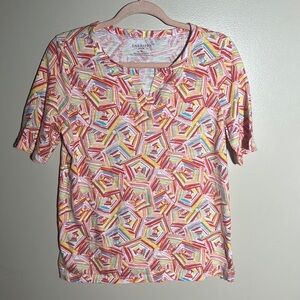 Talbots Colorful Printed Top | Petite‎ Small